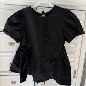 Pomander Place Black Puff Sleeve Blouse